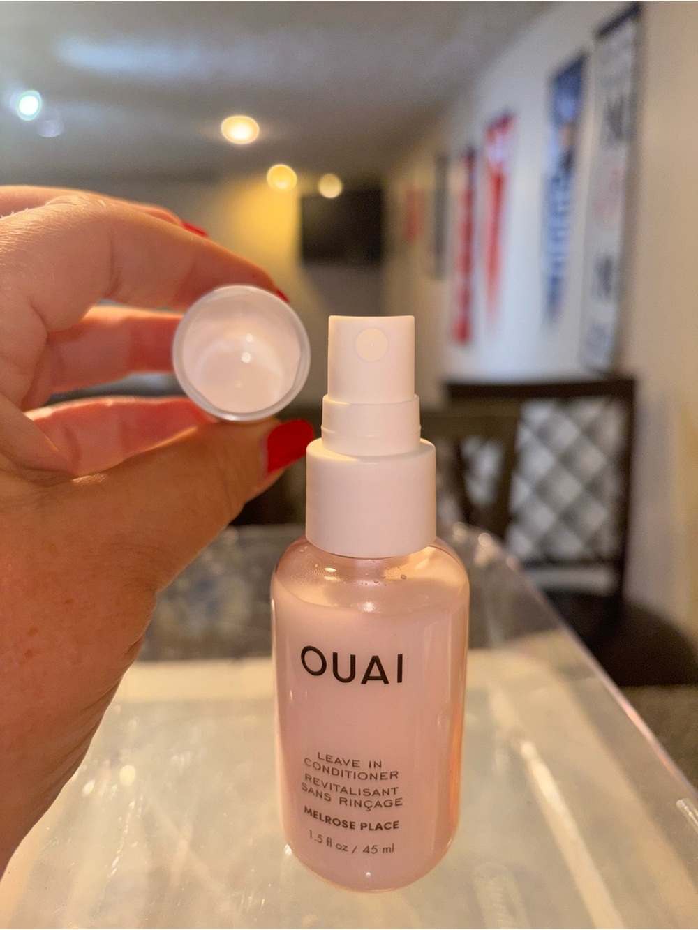 OUAI Leave-In Conditioner Spray — Soft Pink Bottle